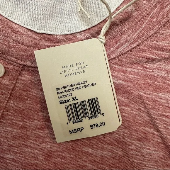 Faherty Heather Crewneck T-shirt Men’s Size XL Faded Red